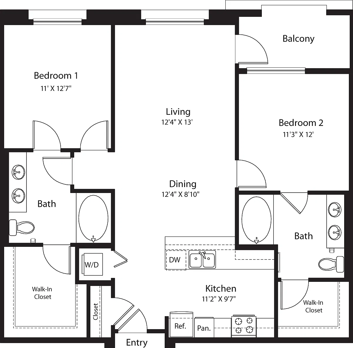 Floor plan 2 Bed- E03 No Storage