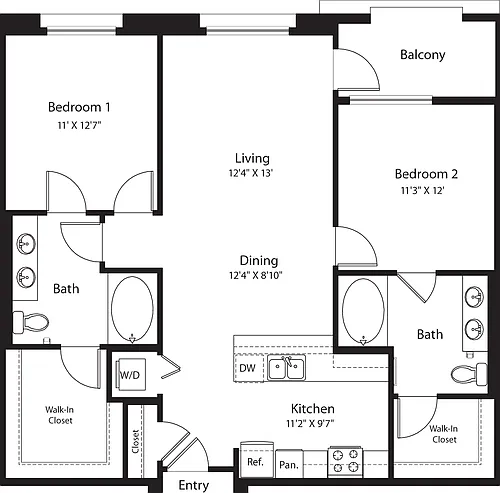 Floor plan 2 Bed- E03 No Storage