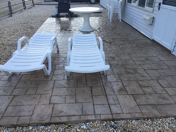 Large stamped concrete patio