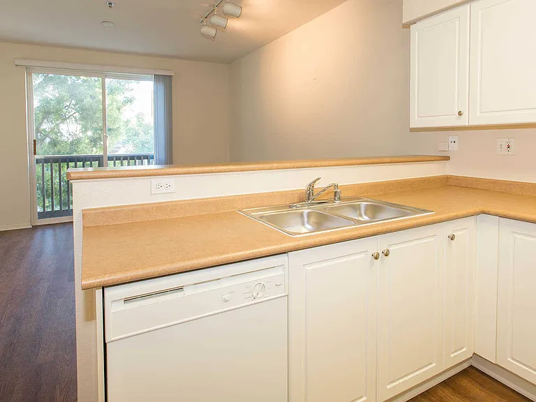 Kitchen and Living Room with Balcony