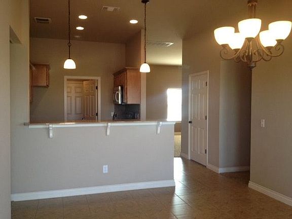 View from dining area into kitchen