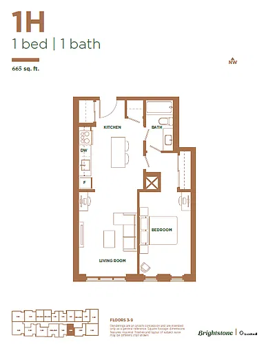 Floor plan 1H - Furnished