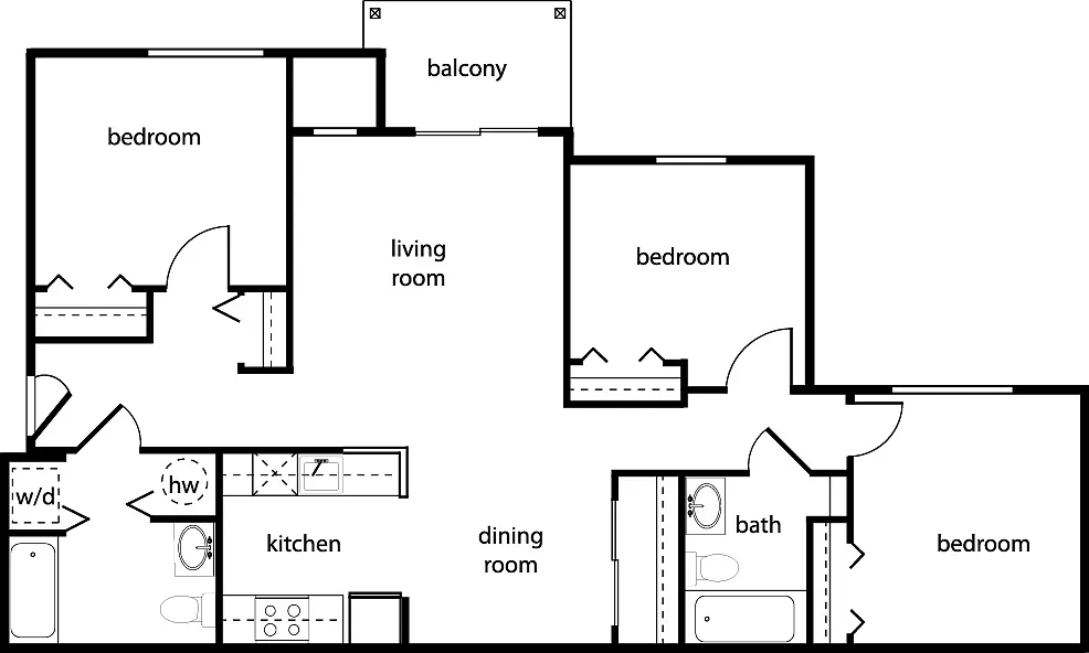 Floor plan Three-Bedroom