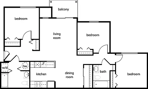 Floor plan Three-Bedroom