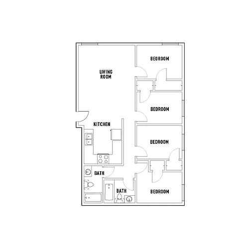 Floor plan 200 Stanton Ave - 4 Bed - 2 Bath - C - Unfurnished