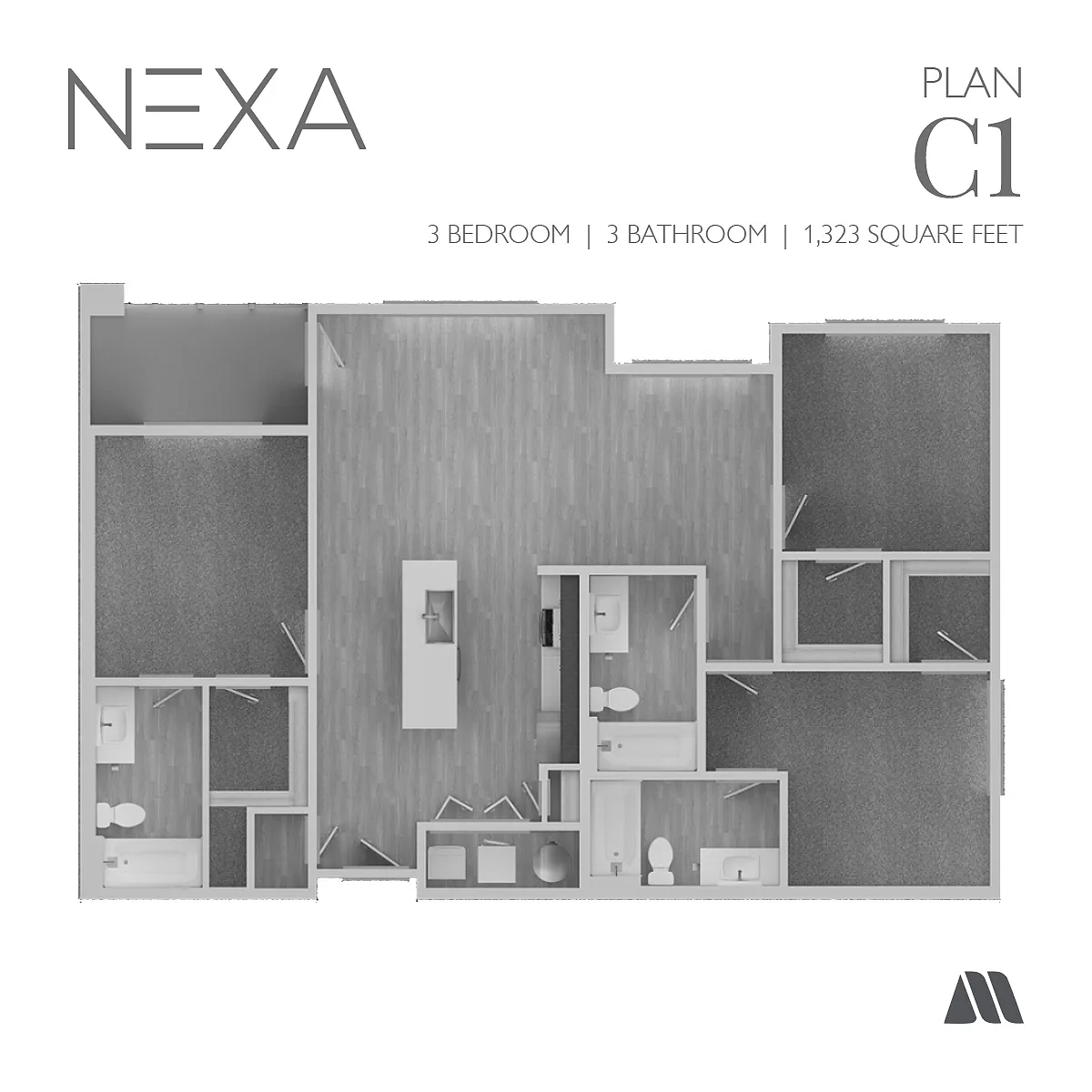 Floor plan 3 Bed/3 Bath