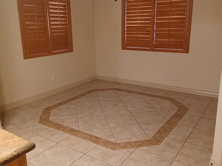 Dining Space with plantation shutters closed