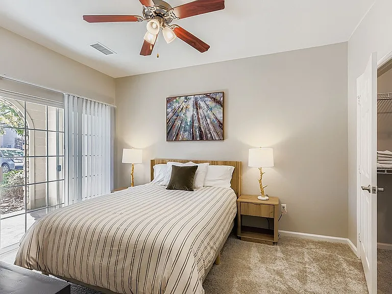 Bedroom with private patio access