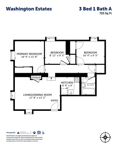 Floor plan 3 Bed 1 Bath A