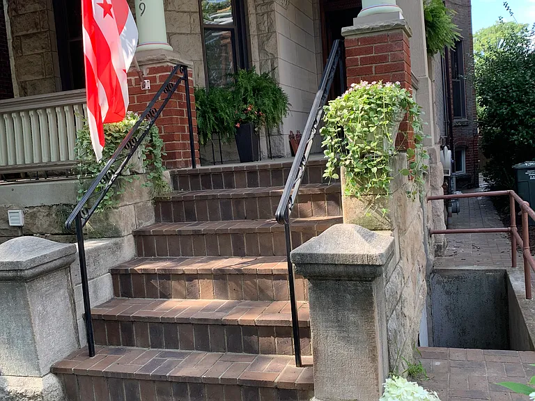 View of stairs down to apartment