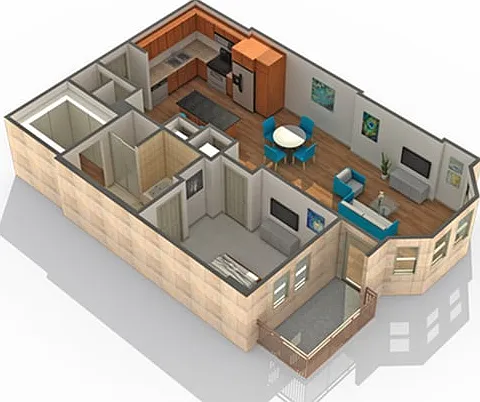 1 BR x 1 BA - F Floorplan 1 BR x 1 BA - F Floorplan