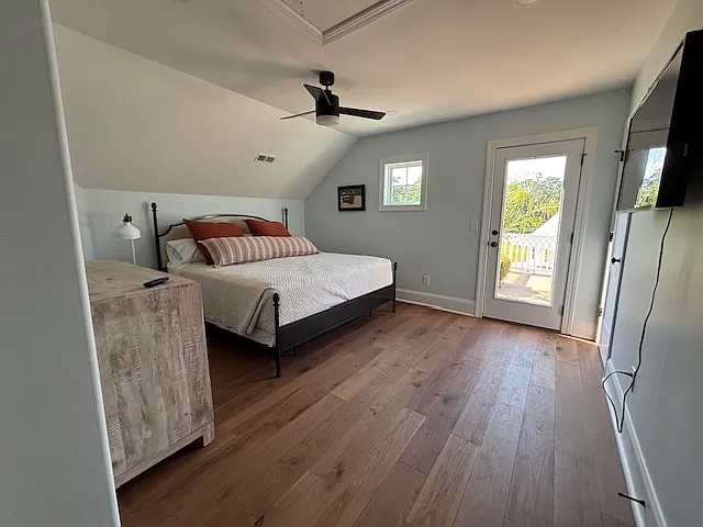 Bedroom with walkout to observation deck.