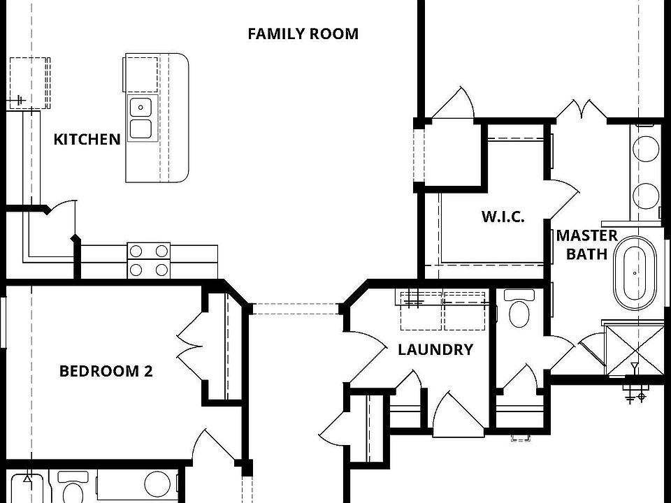 Open-concept layout of the three bedroom Ferguson plan.