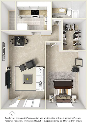 Floor plan Bel-Air 1/1 with Premium Finishes