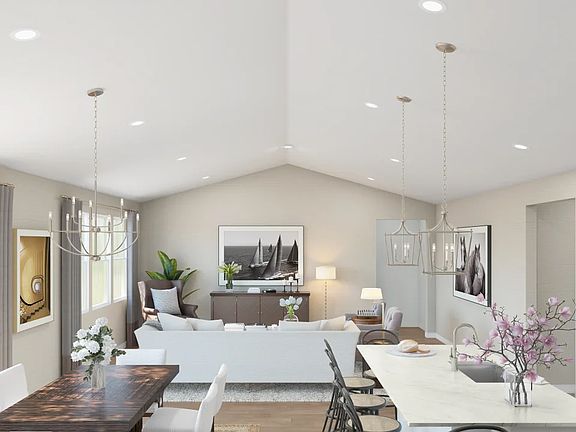 Vaulted ceiling in main living spaces