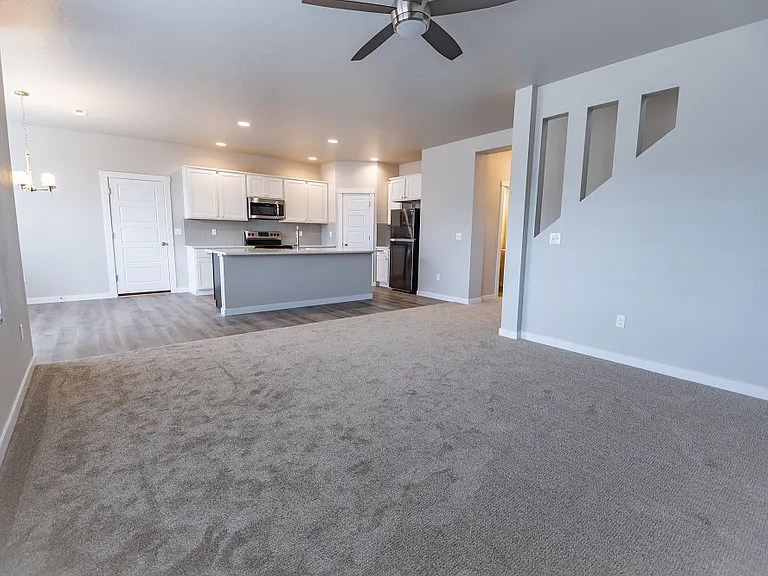 Kitchen, dining and living room