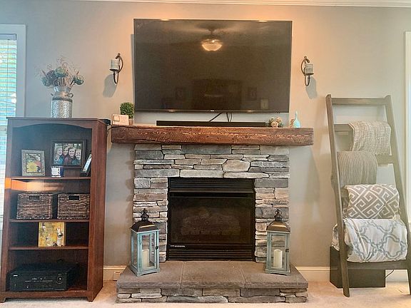 Custom stone fireplace