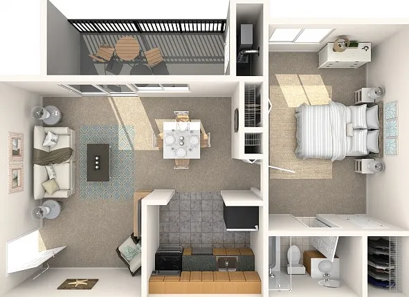 1 Bedroom, 1 Bath 1 Bedroom, 1 Bath