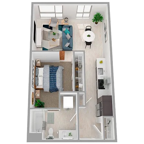 Floor plan 1 Bed/1 Bath Urban-a.38.1
