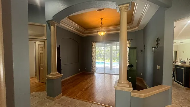 When you walk in you have beautiful views of the pool from almost every room in the home.