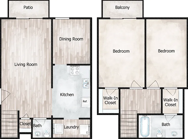 The Aspen Townhome Floorplan Diagram