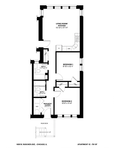 Floor plan 2 Bedroom - 2 Bathroom