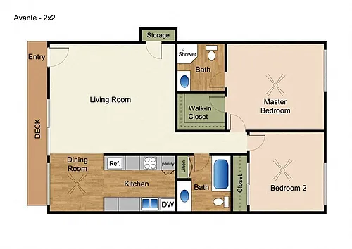 Floor plan 2 Bedroom 2 Bathroom 22A