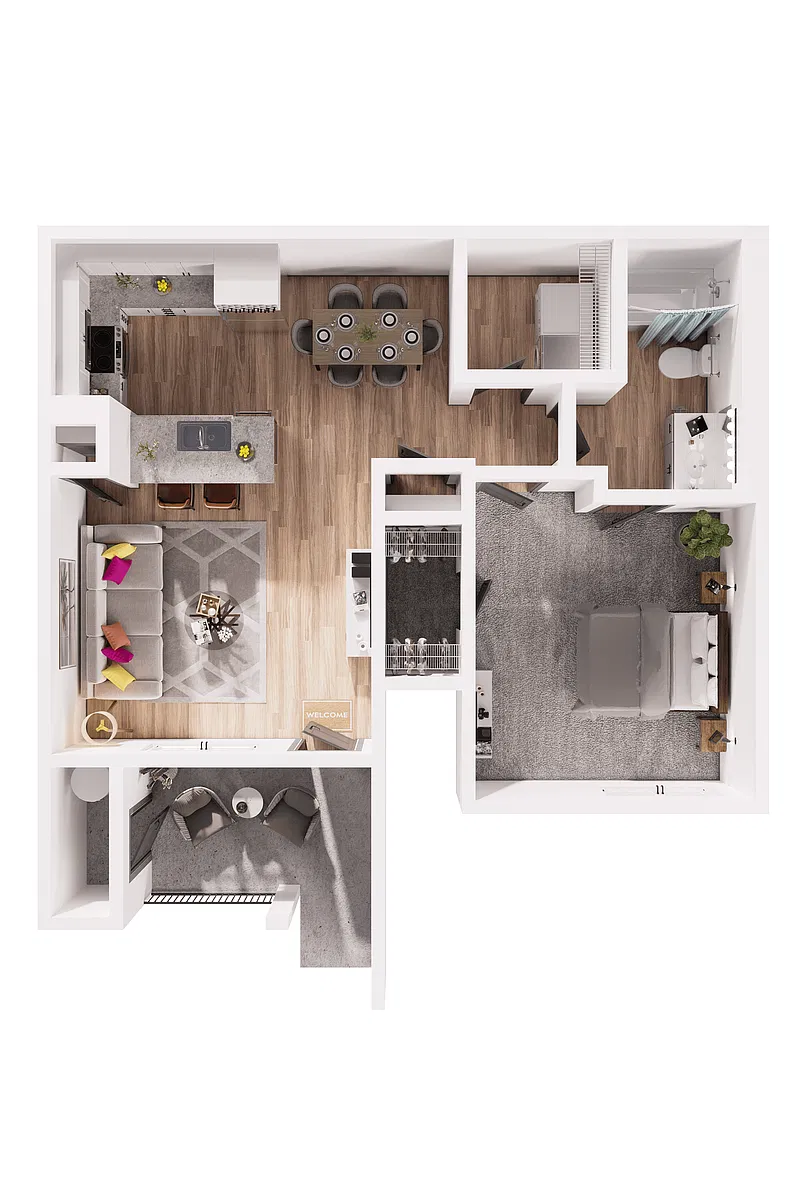 Floor plan 1X1 B