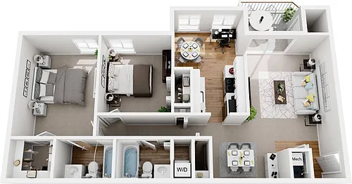 Floor plan 2 Bedroom 2 Bath Deluxe Renovated