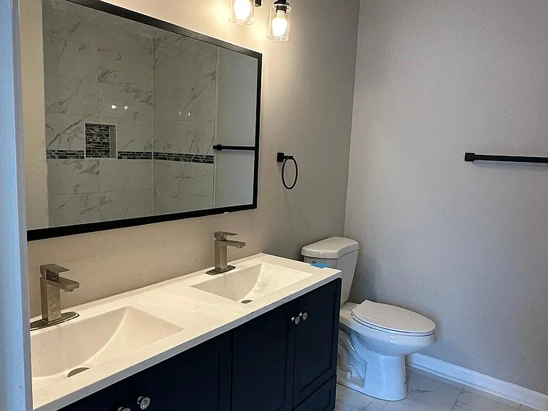 Guest bath with double sink on second floor