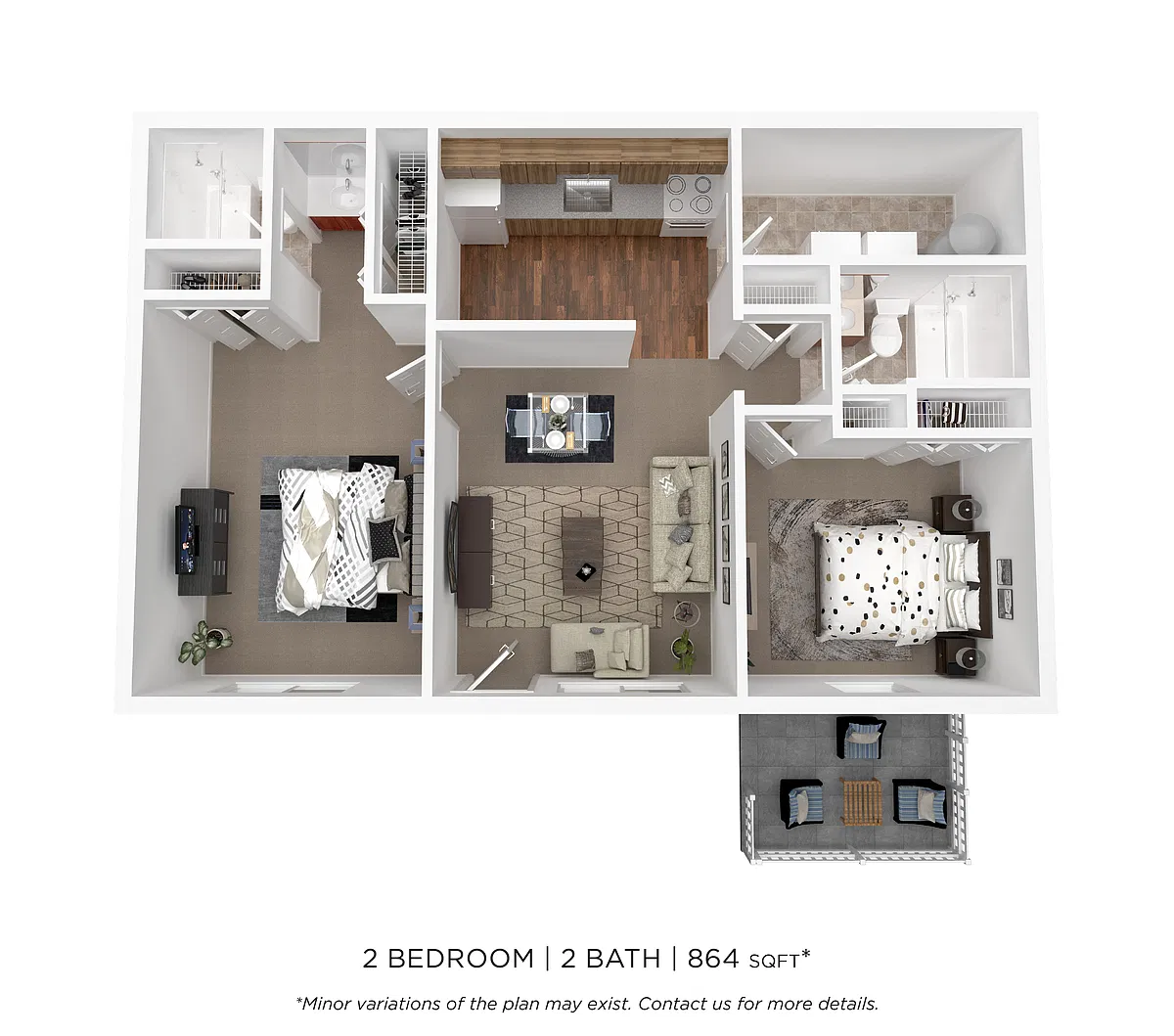 Floor plan Two Bed Two Bath Standard