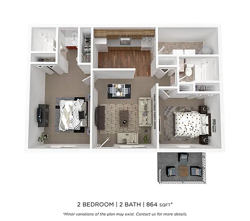 Floor plan Two Bed Two Bath Standard