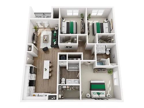 Floor plan 3 Bed, 2 Bath
