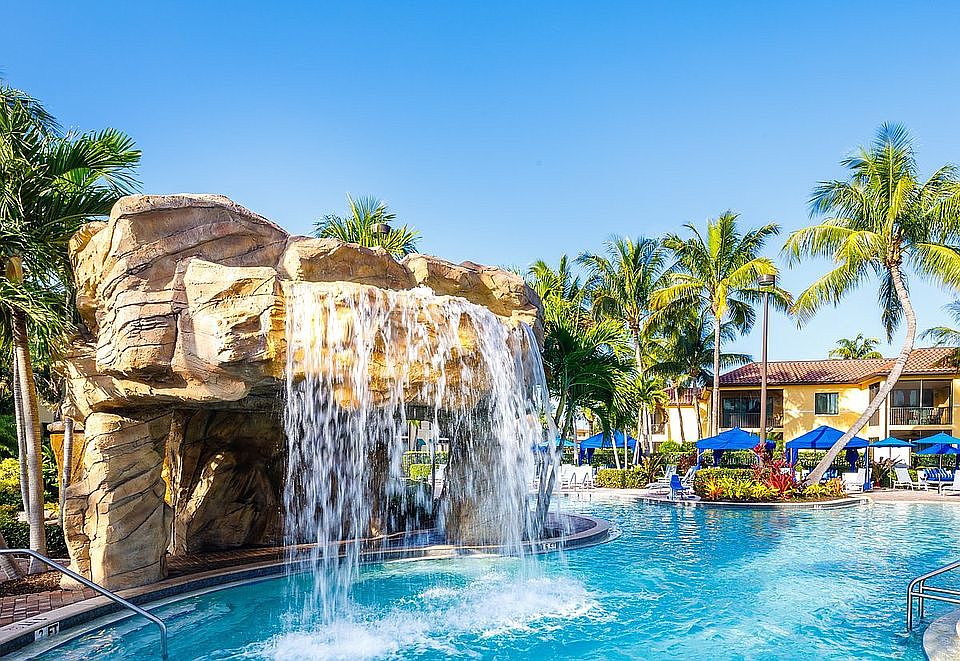 Pool with waterfall