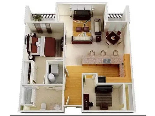 Floor plan 1X1 D