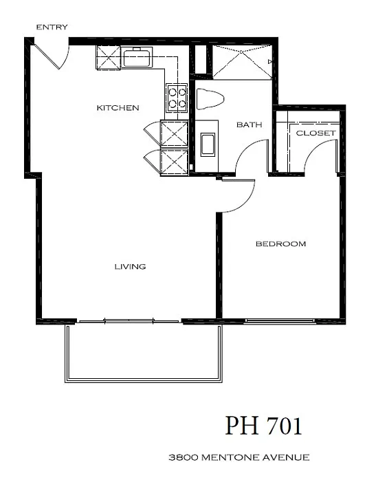 Floor plan Penthouse 1 Bedroom South facing Balcony
