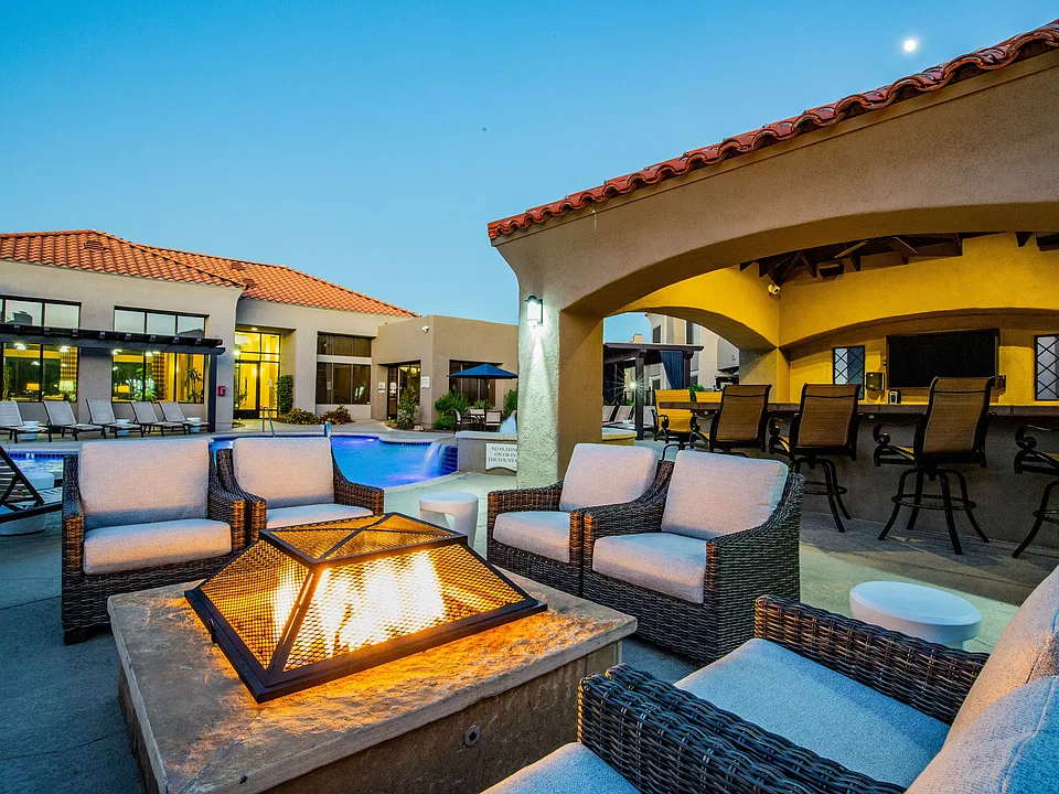 Fire Pit by Outdoor Kitchen and Bar