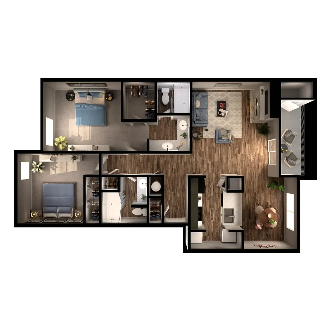 Floor plan B1 | 2 Bed | 1 Bath