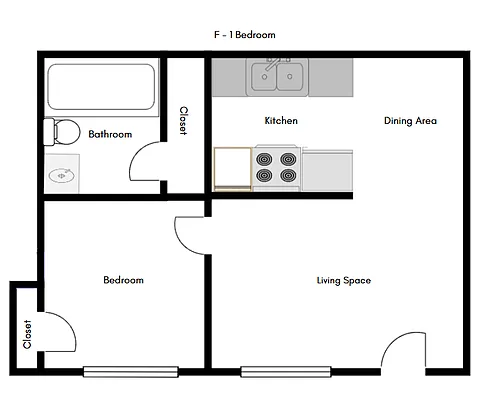 Floor plan 1 Bedroom 1 Bath F