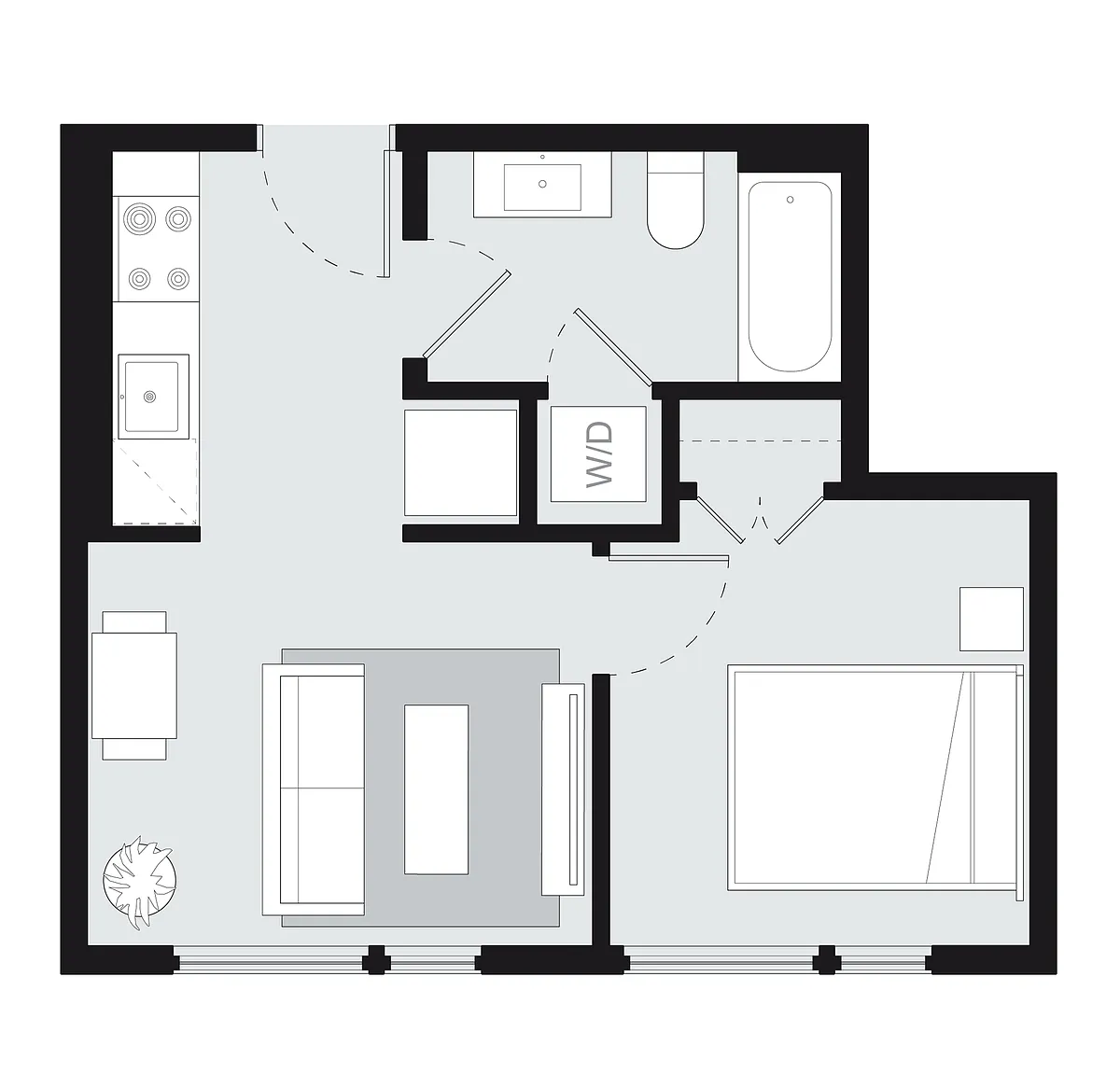 Floor plan One Bedroom Style H