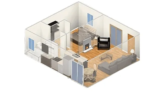 Floor plan Renovated One Bedroom - 1 Bath