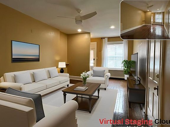 Bright and airy living room or bedroom
Room is AI staged