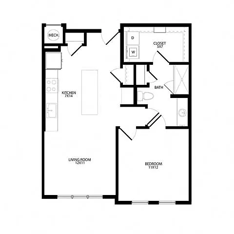 Floor plan One-Bedroom (A3)