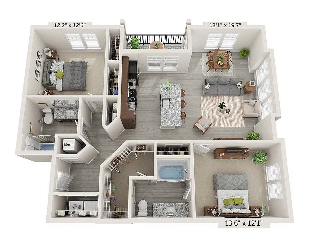 Floor plan Two Bedroom B2C