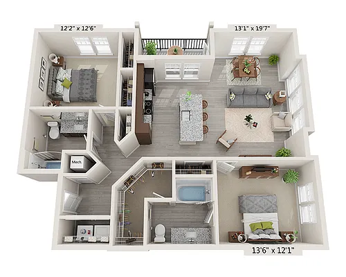 Floor plan Two Bedroom B2C