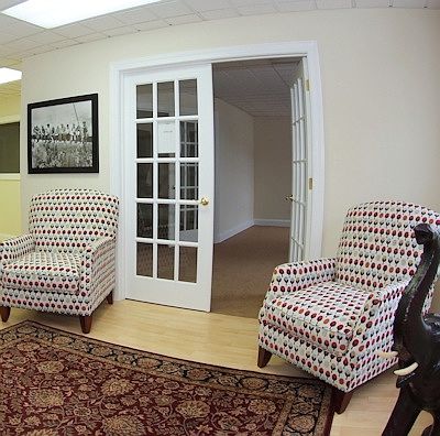 shared waiting room leading to interior entrance