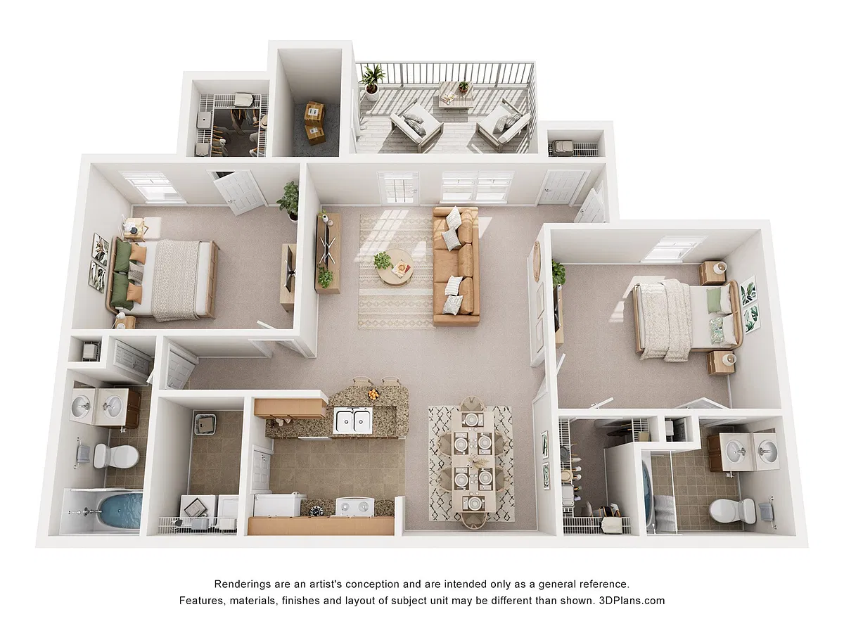 Floor plan 2 Bedroom 2 Bath