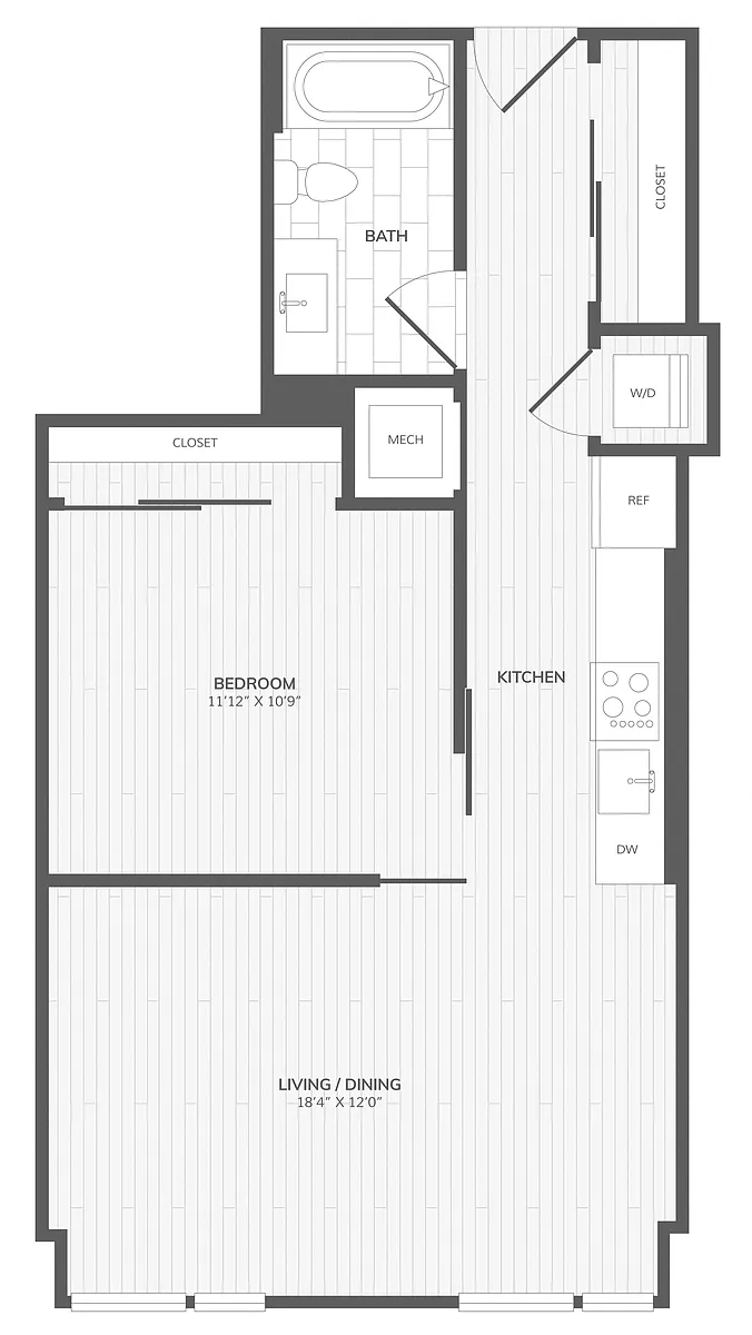 Floor plan 1 Bed/1 Bath Medley Penthouse