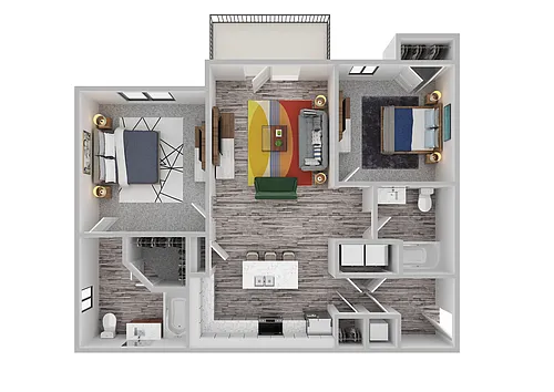 Floor plan 2 Bed x 2 Bath