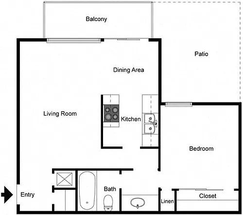 Floor plan 1 Bedroom 1 Bath